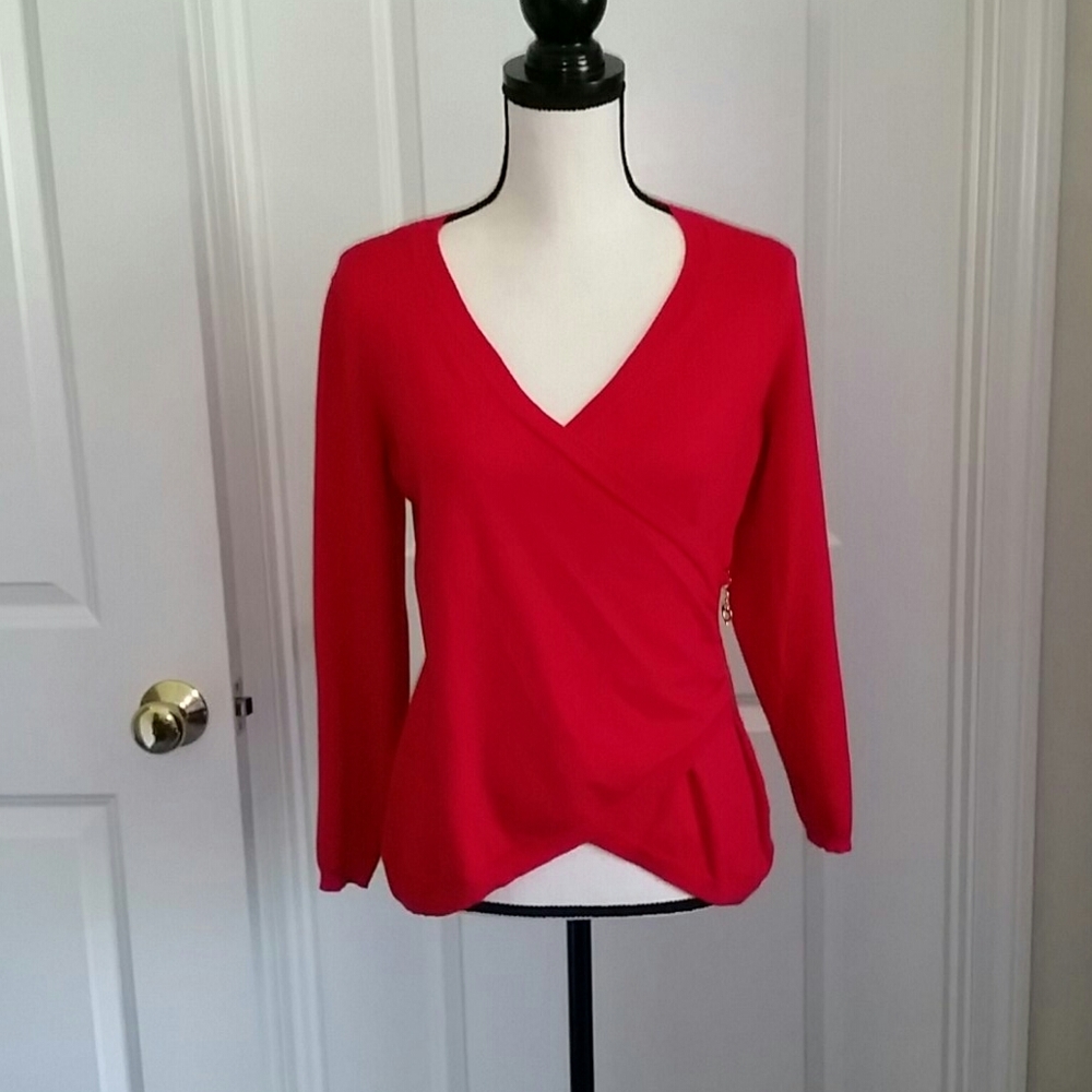 Surplice sweater with zip at waist
